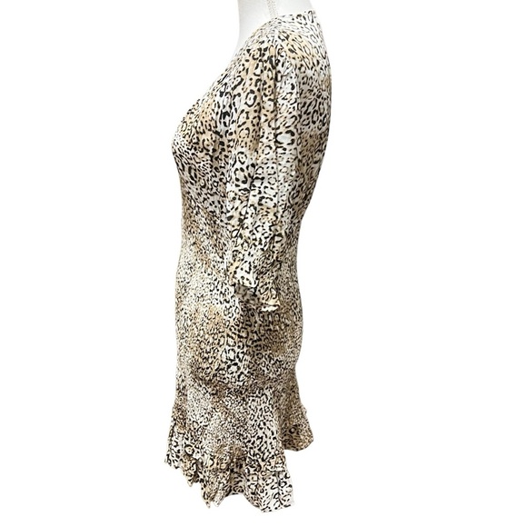 Faithfull The Brand Margherita Signe Animal Print Smocked Mini Dress Medium NWT - Picture 4 of 16